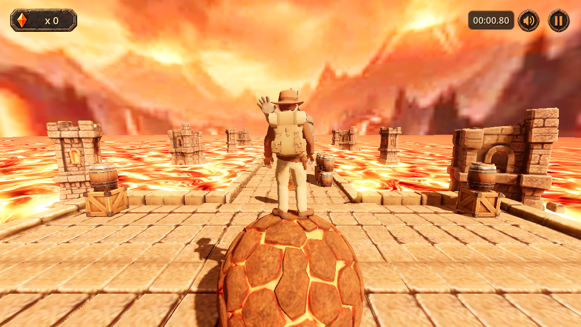 Lava World Adventure starting platform overlooking the molten lava lake